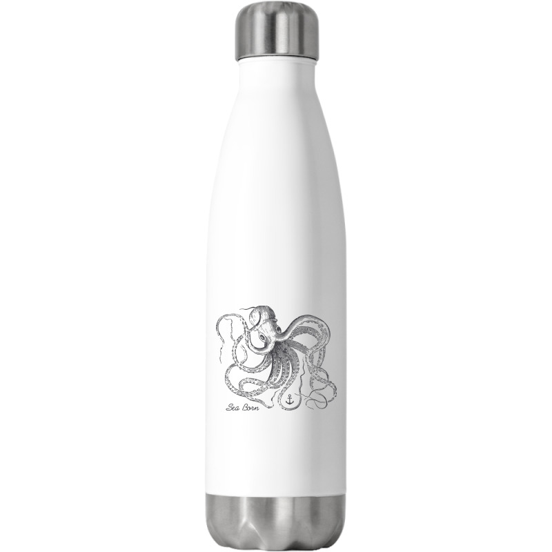 Vintage Black Octopus Marine Biologist Ocean Sea Life 5 Stainless Steel Water Bottle | Artistshot