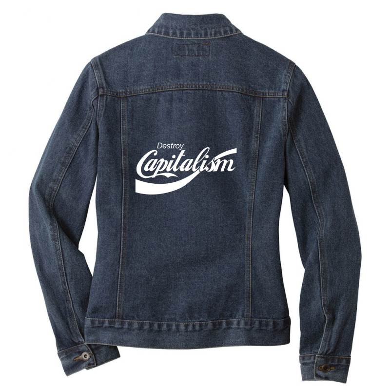 Destroy Capitalism Ladies Denim Jacket by cm-arts | Artistshot