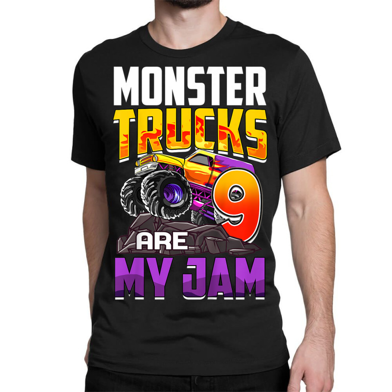 Kids Monster Trucks Are My Jam 9th Birthday Monster Truck Party Classic T-shirt | Artistshot