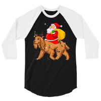 Lighting Xmas Santa Claus Riding Cocker Spaniel Christmas 3/4 Sleeve Shirt | Artistshot