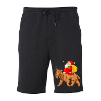 Lighting Xmas Santa Claus Riding Cocker Spaniel Christmas Fleece Short | Artistshot