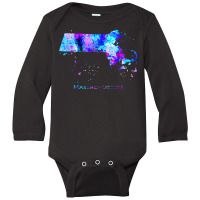 Massachusetts Map Long Sleeve Baby Bodysuit | Artistshot