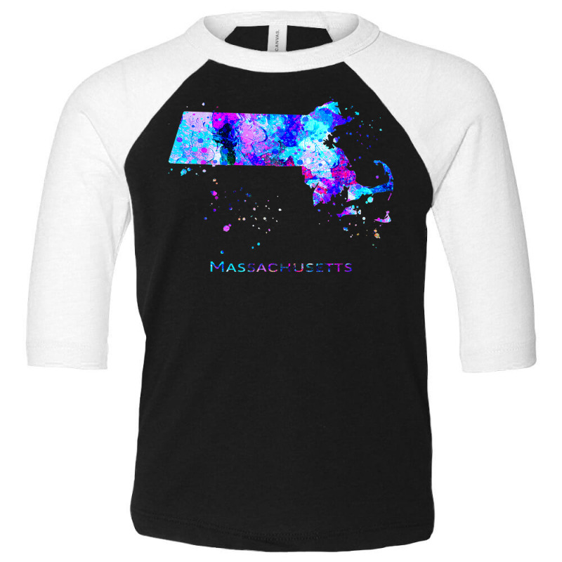 Massachusetts Map Toddler 3/4 Sleeve Tee | Artistshot