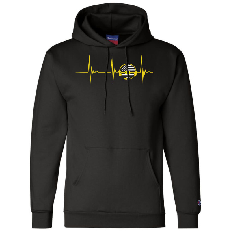 Dispatcher Heartbeat Ekg Pulse 911 Operator Thin Yellow Line Champion Hoodie | Artistshot