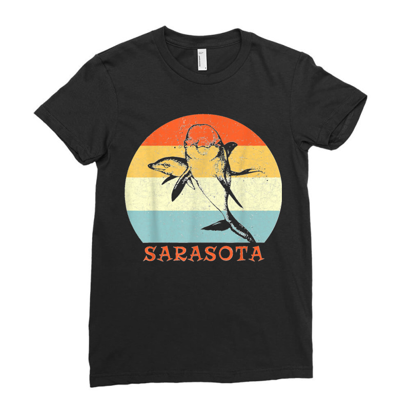 Sarasota Florida Vintage Retro Dolphin Vacation Ladies Fitted T-Shirt by cm-arts | Artistshot