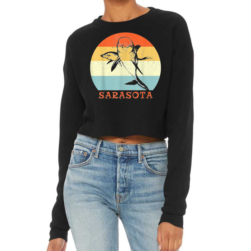 Sarasota Florida Vintage Retro Dolphin Vacation Cropped Sweater by cm-arts | Artistshot