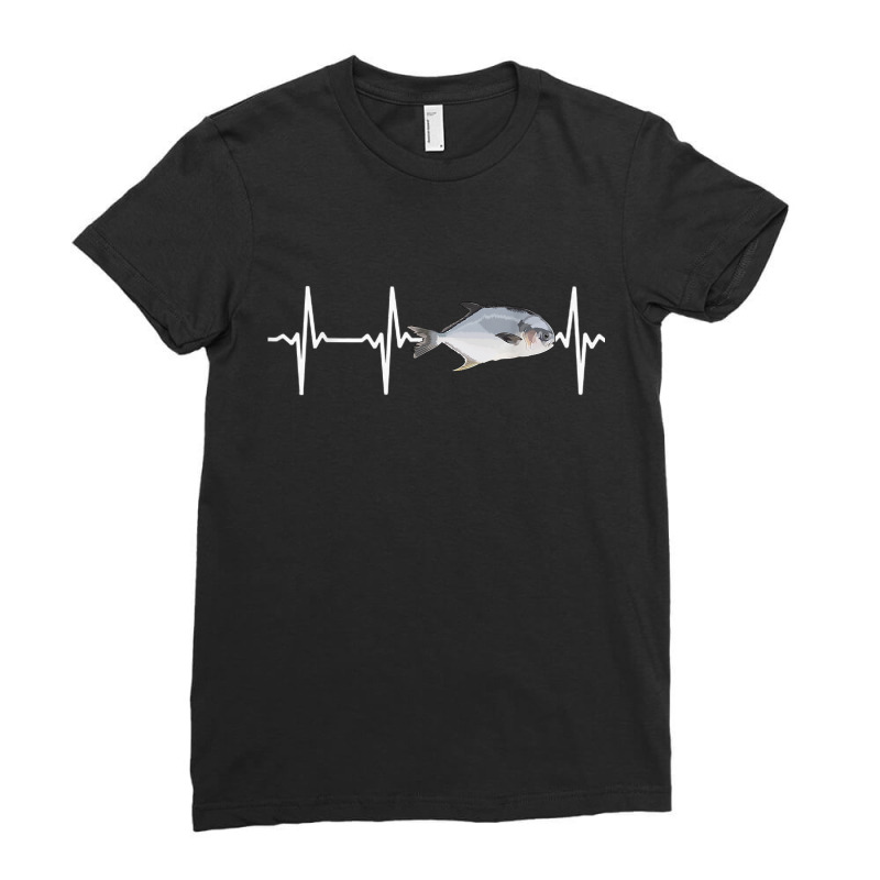 Permit Heartbeat For Saltwater Fish Fishing Lovers T Shirt Ladies Fitted T-Shirt by lazhehurezhu | Artistshot