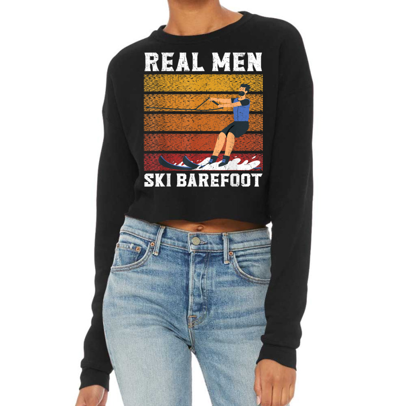 Mens Waterskiing Water Skiing Surface Water Sport Boat Waves Cropped Sweater by Fashaza | Artistshot