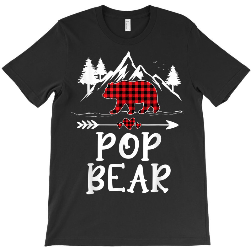 Mens Pop Bear Christmas Pajama Red Plaid Buffalo Matching T-shirt | Artistshot