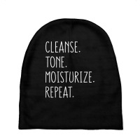 Womens Cleanse Tone Moisturize Repeat Funny Esthetician T Shirt Baby Beanies | Artistshot