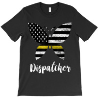 Dispatcher Usa America Flag Butterfly Freedom 911 Operator T-shirt | Artistshot