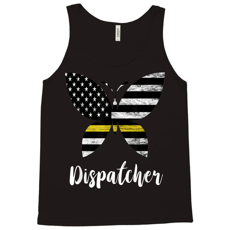 Dispatcher Usa America Flag Butterfly Freedom 911 Operator Tank Top | Artistshot