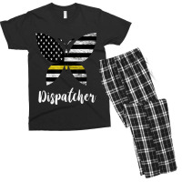 Dispatcher Usa America Flag Butterfly Freedom 911 Operator Men's T-shirt Pajama Set | Artistshot