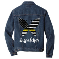 Dispatcher Usa America Flag Butterfly Freedom 911 Operator Men Denim Jacket | Artistshot