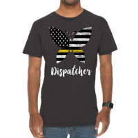 Dispatcher Usa America Flag Butterfly Freedom 911 Operator Vintage T-shirt | Artistshot