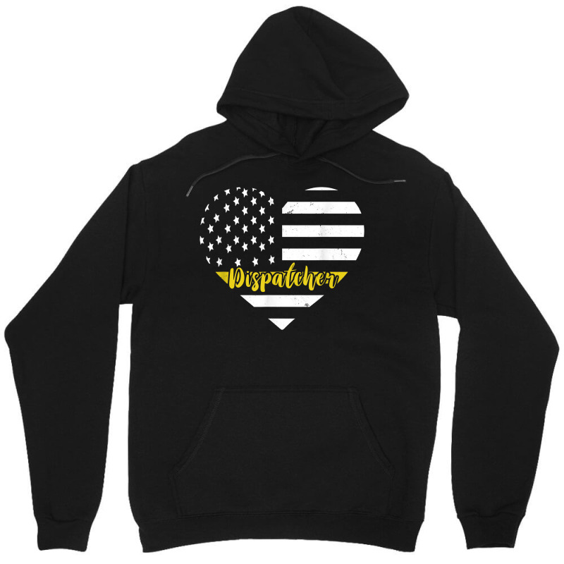 Dispatcher Vintage Heart Thin Yellow Line Dispatch Usa Flag Unisex Hoodie | Artistshot