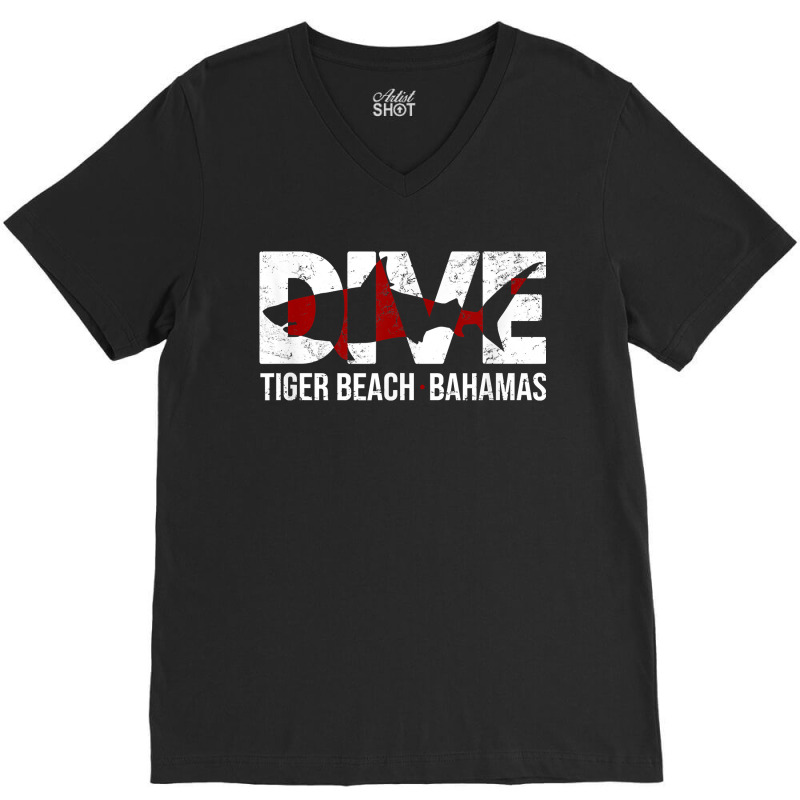 Dive Bahamas Tiger Beach Scuba Diving Shark V-neck Tee | Artistshot