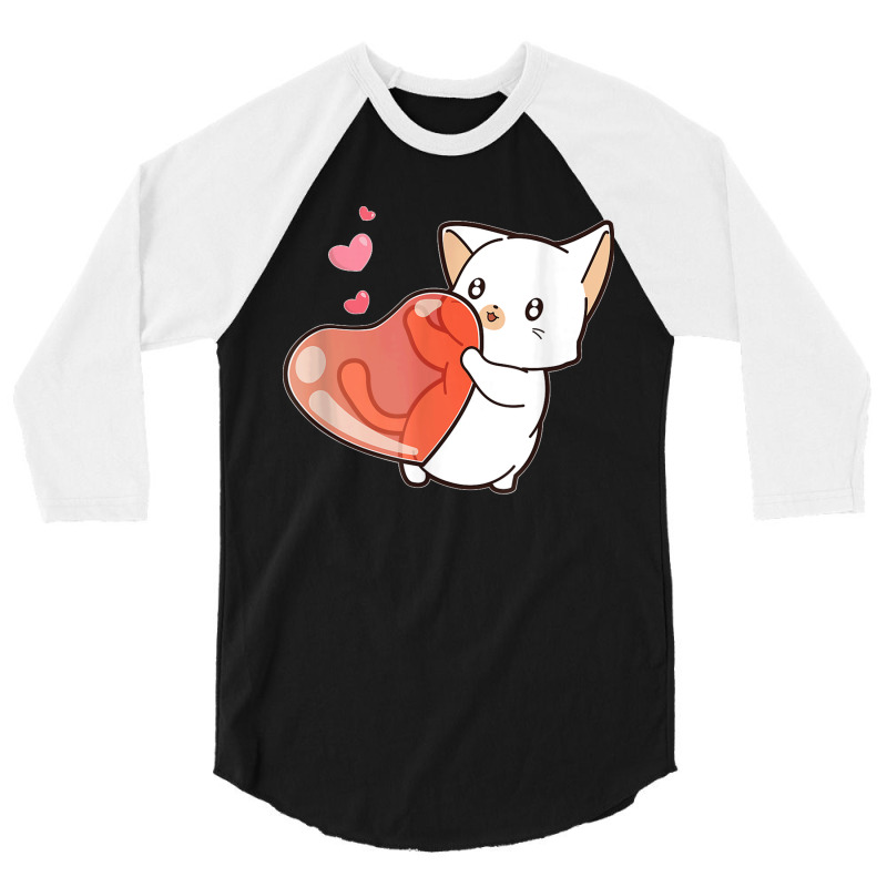 Cute Feline Kitten Cat Owner Heart Hearts Day Valentines Day 3/4 Sleeve Shirt | Artistshot