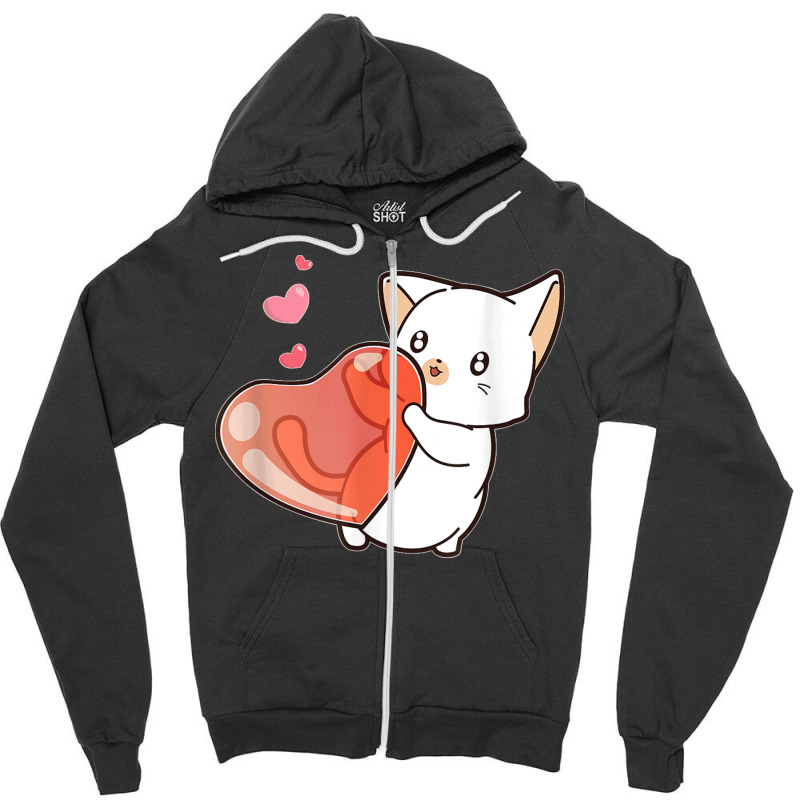 Cute Feline Kitten Cat Owner Heart Hearts Day Valentines Day Zipper Hoodie | Artistshot