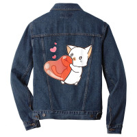 Cute Feline Kitten Cat Owner Heart Hearts Day Valentines Day Men Denim Jacket | Artistshot