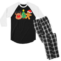 Merry Christmas Poppin Reindeer Christmas Tree Gingerbread Men's 3/4 Sleeve Pajama Set | Artistshot