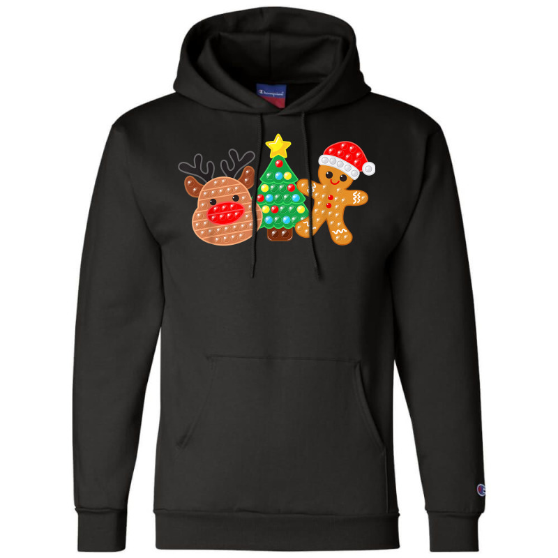 Merry Christmas Poppin Reindeer Christmas Tree Gingerbread Champion Hoodie | Artistshot