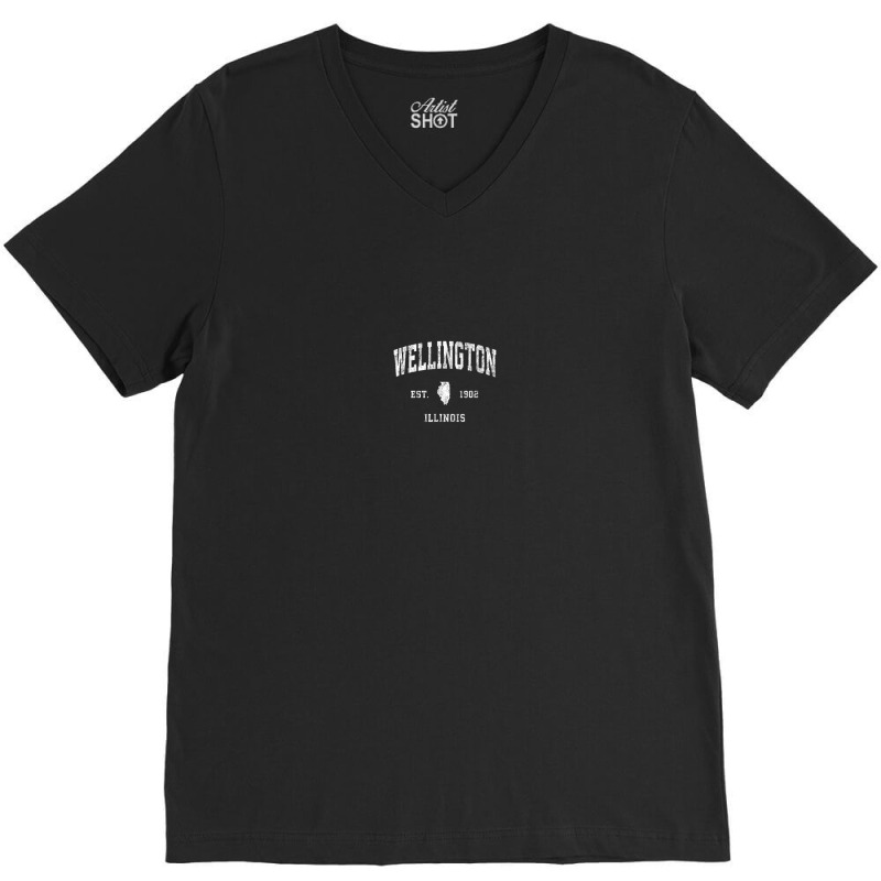 Wellington Illinois Il Vintage Athletic Sports Design V-neck Tee | Artistshot