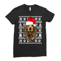 Ugly Sweater Christmas Cocker Spaniel Santa Hat Pajama Xmas Ladies Fitted T-shirt | Artistshot