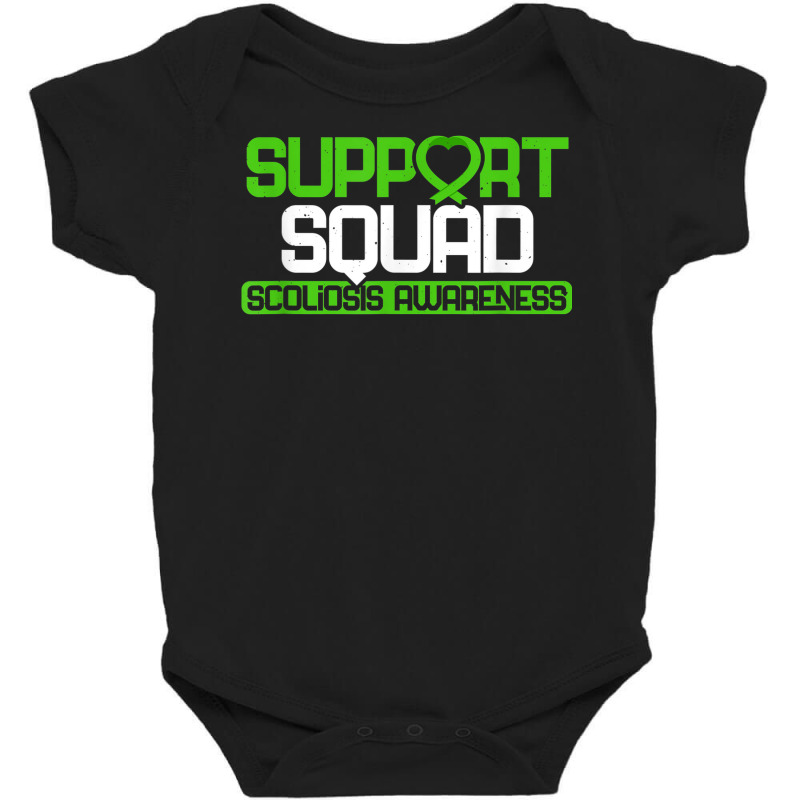 Scoliosis Support Squad Spine Surgery Recovery Green Ribbon Baby Bodysuit | Artistshot