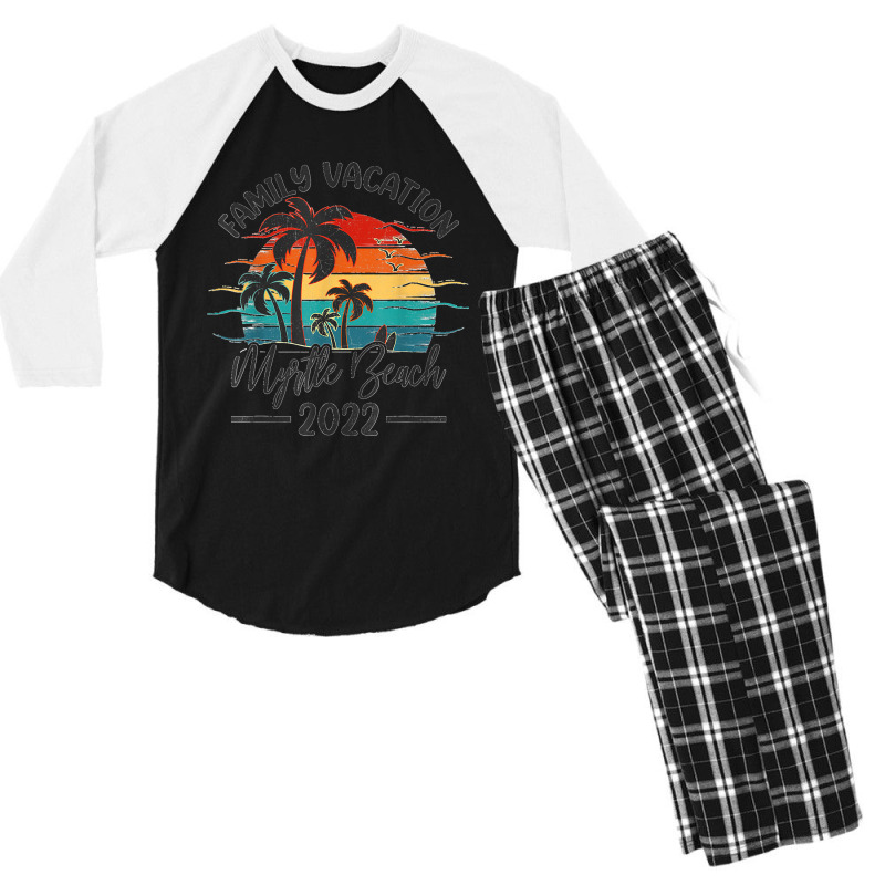 Vintage Family Vacation 2022 South Carolina Myrtle Beach T Shirt Men's 3/4 Sleeve Pajama Set | Artistshot