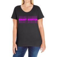 Stacked Purple Ghost Hunter Font Investigator Of Paranormal Ladies Curvy T-shirt | Artistshot