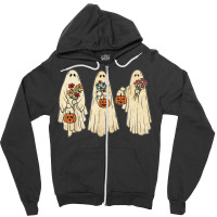 Vintage Floral Ghost Cute Halloween Costume Funny Graphic T Shirt Zipper Hoodie | Artistshot