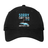 Sorry Can't Talk I'm On Another Line Water Skiing Water Ski Adjustable Cap | Artistshot