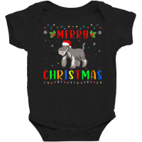 Xmas Light Schnauzer Dog Design Matching Christmas Pajama Baby Bodysuit | Artistshot