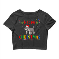 Xmas Light Schnauzer Dog Design Matching Christmas Pajama Crop Top | Artistshot