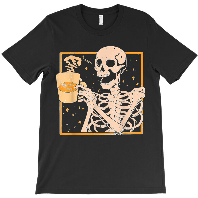 Vintage Halloween Skeleton Pumpkin Spice Latte Syrup Creamer T Shirt C T-shirt | Artistshot