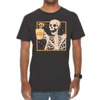 Vintage Halloween Skeleton Pumpkin Spice Latte Syrup Creamer T Shirt C Vintage T-shirt | Artistshot