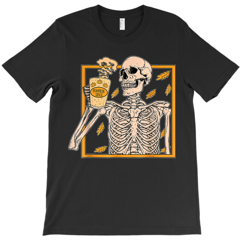 Vintage Halloween Skeleton Pumpkin Spice Latte Syrup Creamer T Shirt C T-shirt | Artistshot