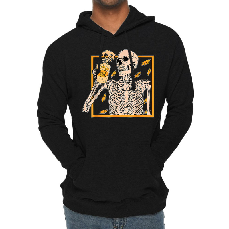 Vintage Halloween Skeleton Pumpkin Spice Latte Syrup Creamer T Shirt C Lightweight Hoodie | Artistshot