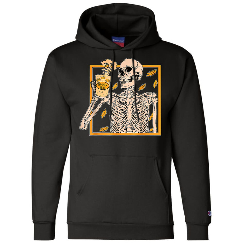 Vintage Halloween Skeleton Pumpkin Spice Latte Syrup Creamer T Shirt C Champion Hoodie | Artistshot