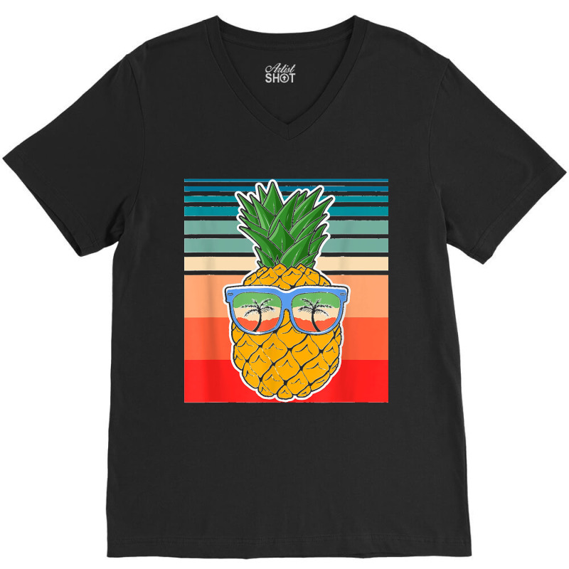 Vintage Pineapple Sunglasses Aloha Beaches Hawaii Hawaiian T Shirt V-neck Tee | Artistshot