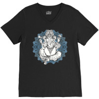 Hindu Elephant God Ganesha Tshirt  Oriental India Henna Tee V-neck Tee | Artistshot