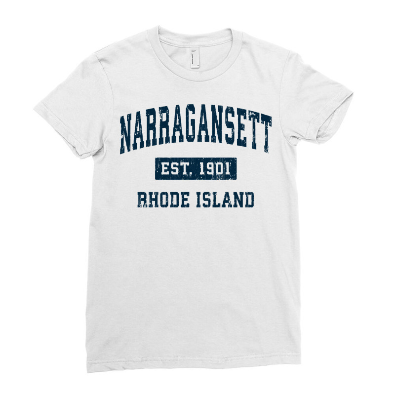 Narragansett Rhode Island Ri Vintage Sports Design Navy Sweatshirt Ladies Fitted T-Shirt by cm-arts | Artistshot