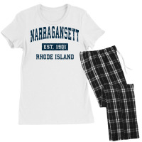 Narragansett Rhode Island Ri Vintage Sports Design Navy Sweatshirt Women's Pajamas Set | Artistshot