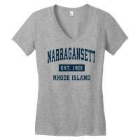 Narragansett Rhode Island Ri Vintage Sports Design Navy Sweatshirt Women's V-neck T-shirt | Artistshot