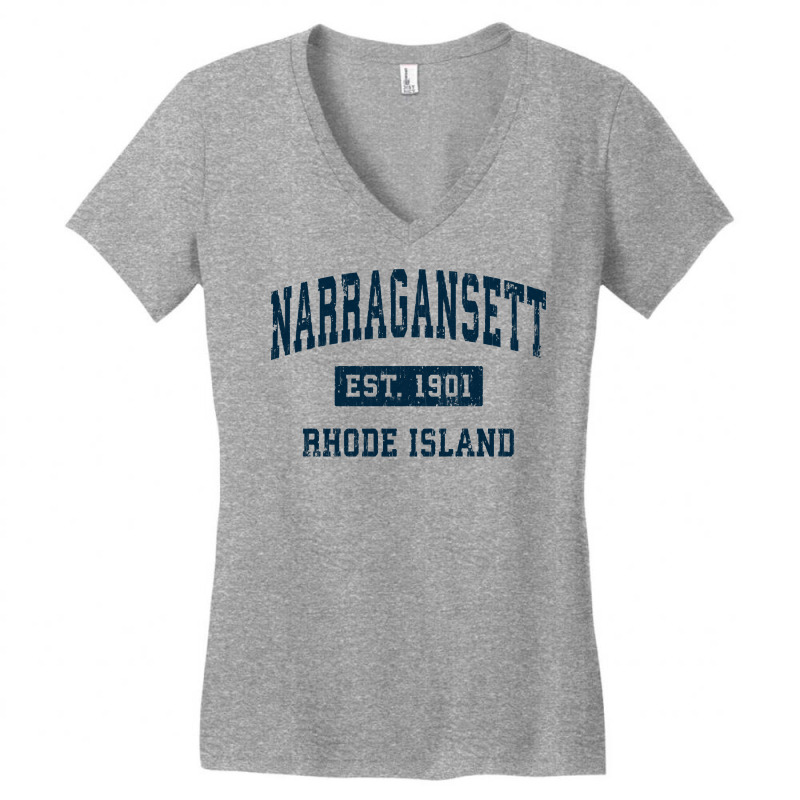 Narragansett Rhode Island Ri Vintage Sports Design Navy Sweatshirt Women's V-Neck T-Shirt by cm-arts | Artistshot