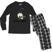 Raven Lunatic Fun Bird Skull Goth Gothic Halloween Costume Men's Long Sleeve Pajama Set | Artistshot