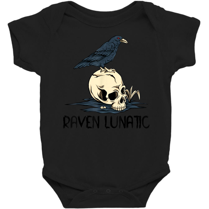 Raven Lunatic Fun Bird Skull Goth Gothic Halloween Costume Baby Bodysuit by Fashonus | Artistshot