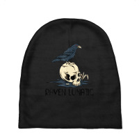 Raven Lunatic Fun Bird Skull Goth Gothic Halloween Costume Baby Beanies | Artistshot