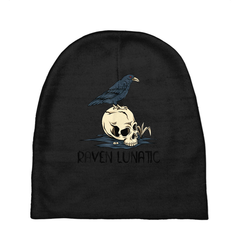 Raven Lunatic Fun Bird Skull Goth Gothic Halloween Costume Baby Beanies by Fashonus | Artistshot